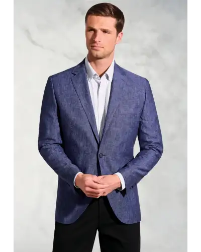 Jackets Brook Taverner Tailored Fit Eastwood Blue Pure Linen Jacket £134.00