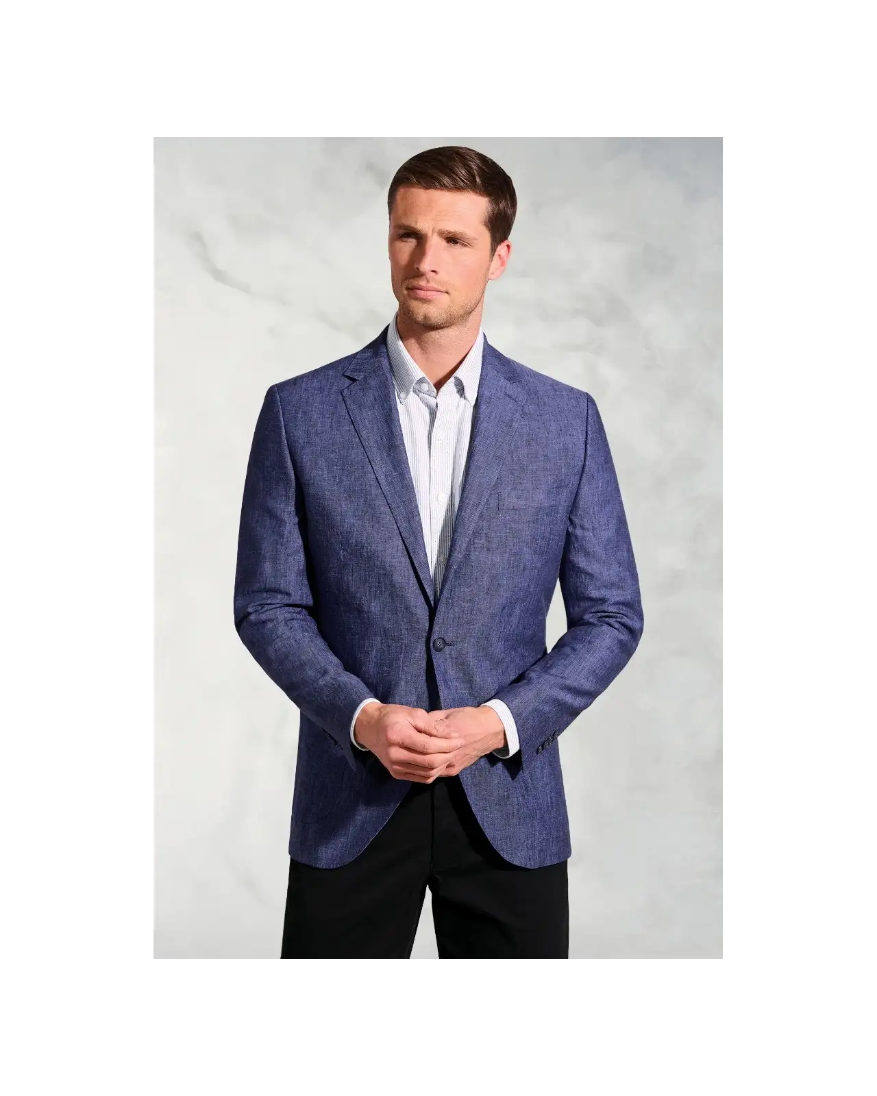 Jackets Brook Taverner Tailored Fit Eastwood Blue Pure Linen Jacket-BT-5428C £116.00