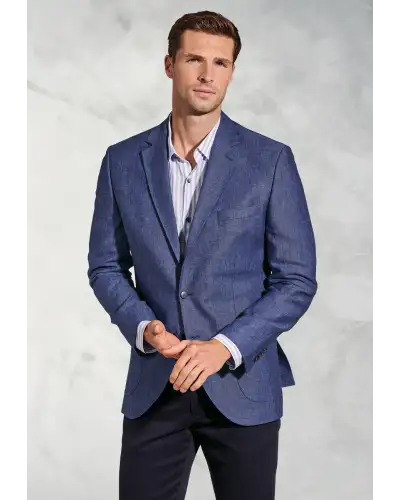 Jackets Brook Taverner Tailored Fit Eastwood Blue Pure Linen Jacket £134.00