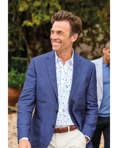 Jackets Brook Taverner Tailored Fit Eastwood Blue Pure Linen Jacket-BT-5428C £116.00