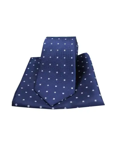 Pocket Square Soprano Ties Soprano Small Flowers Navy Silk Tie And Pocket Square-ST-TPSWS08432 £34.00