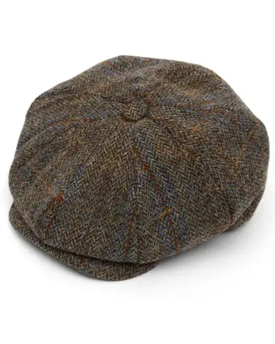 Caps & Flat Caps Christys Hats Harris Tweed 8 Piece Baker Boy Flat Cap In L005p-CH-CSK100675L005-S £45.00