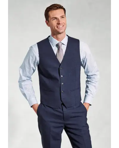 Linen Suits Brook Taverner Tailored Fit Mckellen Navy Linen Blend Suit Waistcoat-BT-1933B £63.00