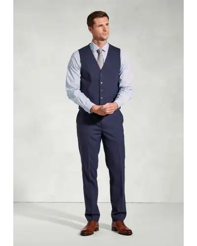 Linen Suits Brook Taverner Tailored Fit Mckellen Navy Linen Blend Suit Waistcoat-BT-1933B £63.00