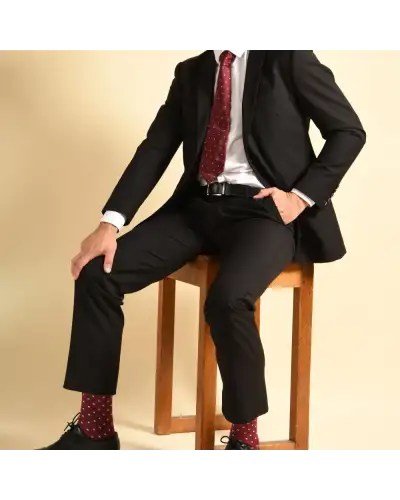 Men PEPER HAROW Pin Polka Mens Ties - Burgundy £68.00