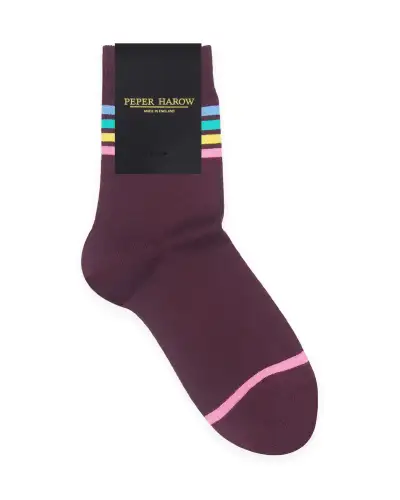Women PEPER HAROW Mix Tape Womens Socks - Maroon £15.00