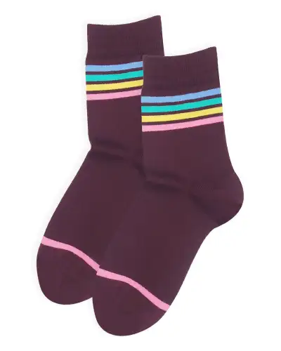 Women PEPER HAROW Mix Tape Womens Socks - Maroon £15.00