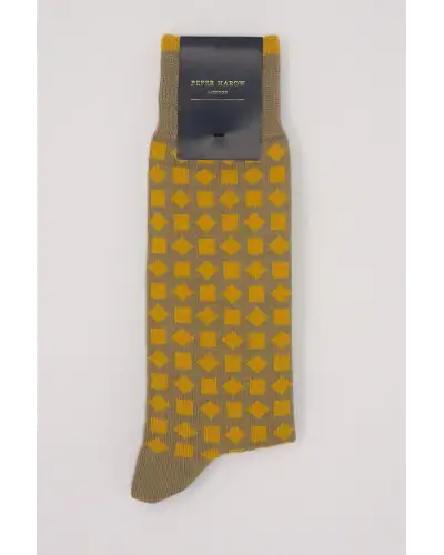 Men PEPER HAROW Diamonds Mens Socks - Mustard £16.00