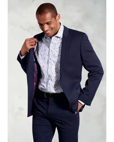 Suit Jackets Brook Taverner Tailored Fit Pegasus Navy Pin Dot Washable Suit Jacket-BT-3551A £90.00