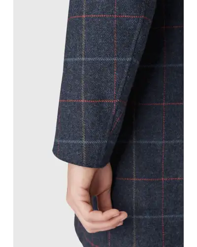 Overcoats Brook Taverner Haincliffe Blue Overcheck Tweed Wool Overcoat-BT-9048A £179.00