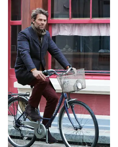 Overcoats Brook Taverner Haincliffe Blue Overcheck Tweed Wool Overcoat-BT-9048A £179.00