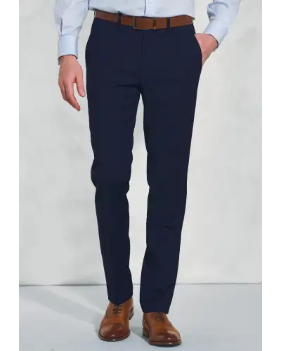 Trousers Brook Taverner Tailored Fit Cassino Mid Blue Washable Suit Trousers-BT-8655H £63.00
