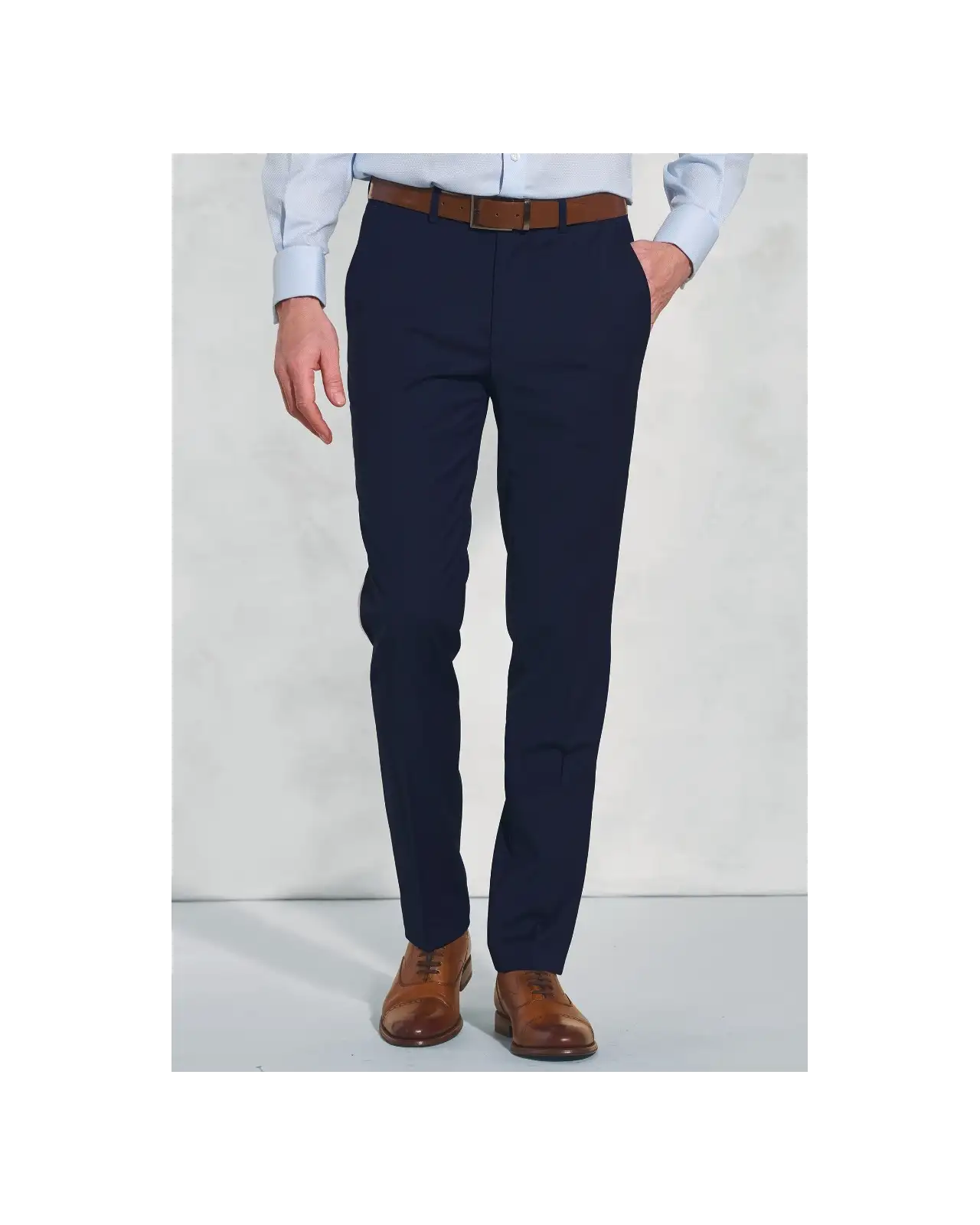 Trousers Brook Taverner Tailored Fit Cassino Mid Blue Washable Suit Trousers-BT-8655H £63.00