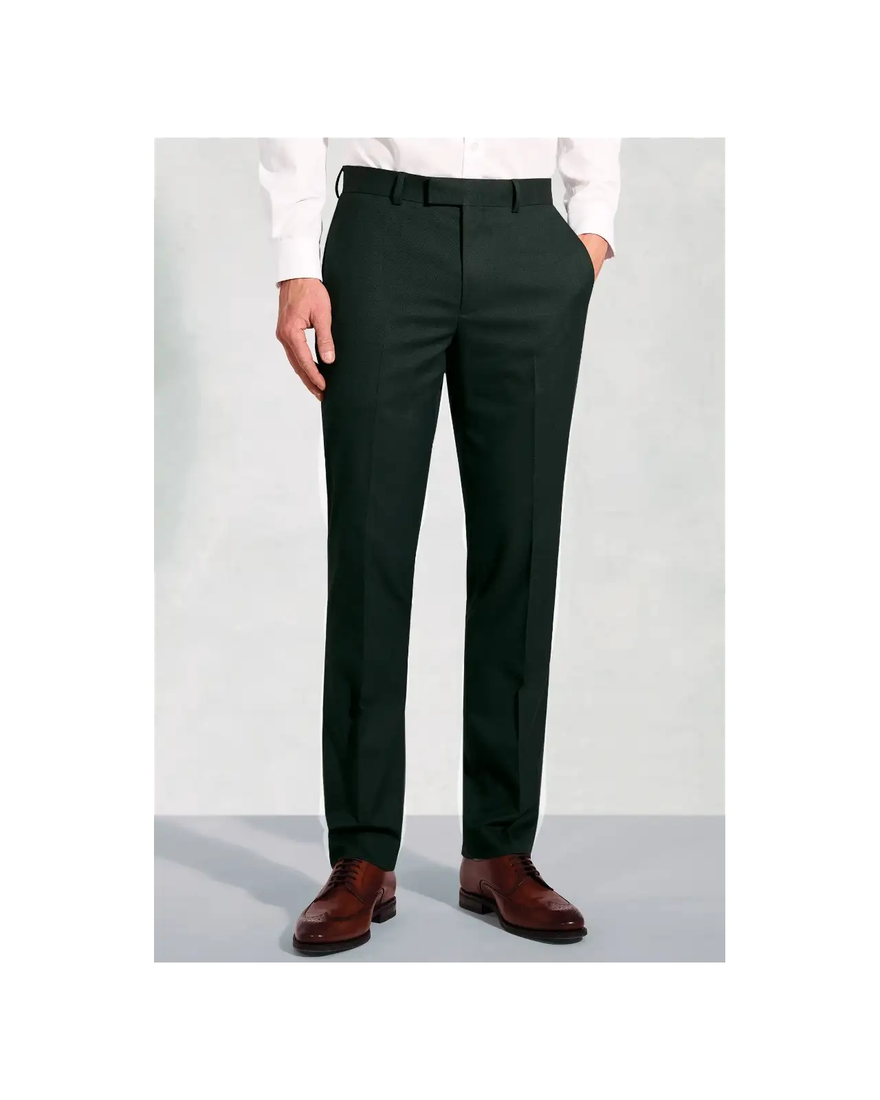 Flannel Trousers Brook Taverner Tailored Fit Hansen Dark Green Flannel Suit Trousers-BT-8072BT £45.00