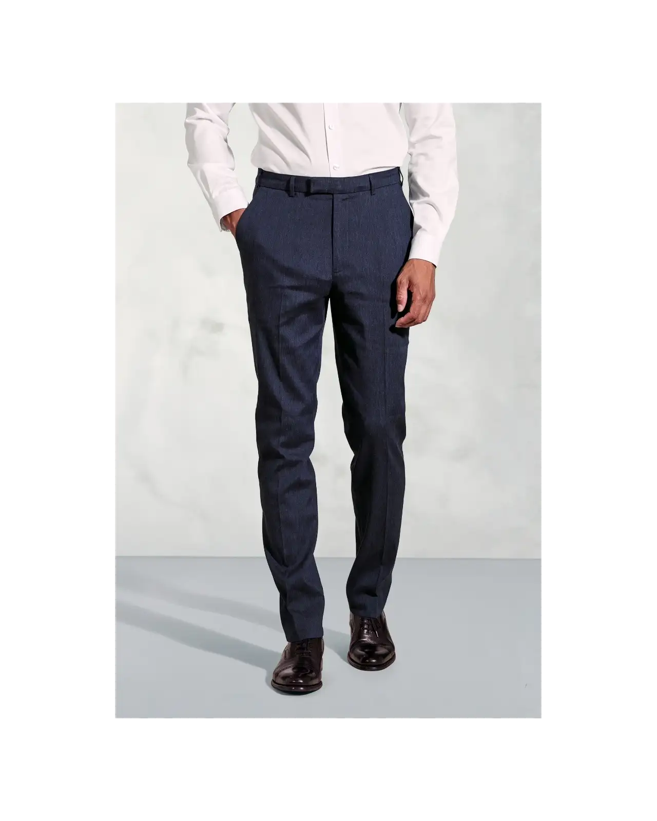 Suit Trousers Brook Taverner Tailored Fit Grant Navy Linen Blend Suit Trousers-BT-8049A £63.00
