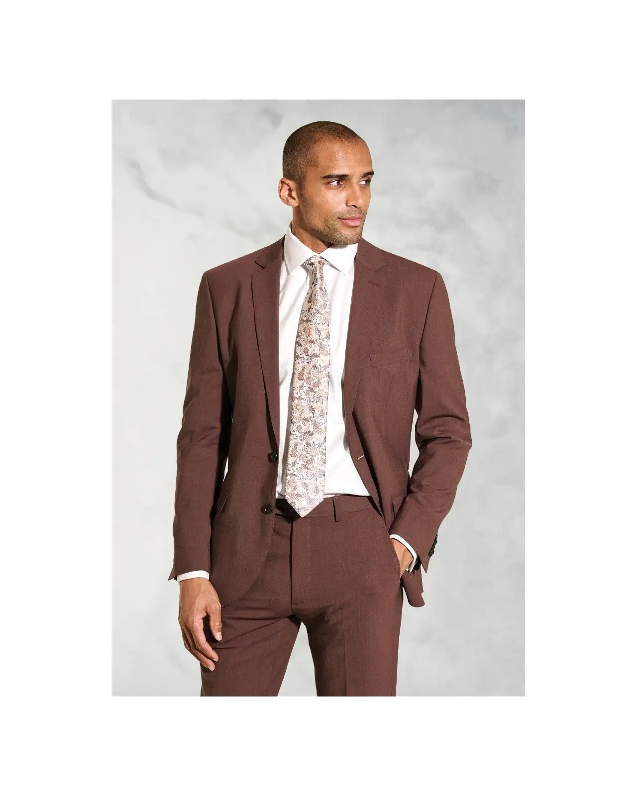 Suit Jackets Brook Taverner Tailored Fit Oliver Rust Melange Wool Blend Suit Jacket-BT-5422B £134.00