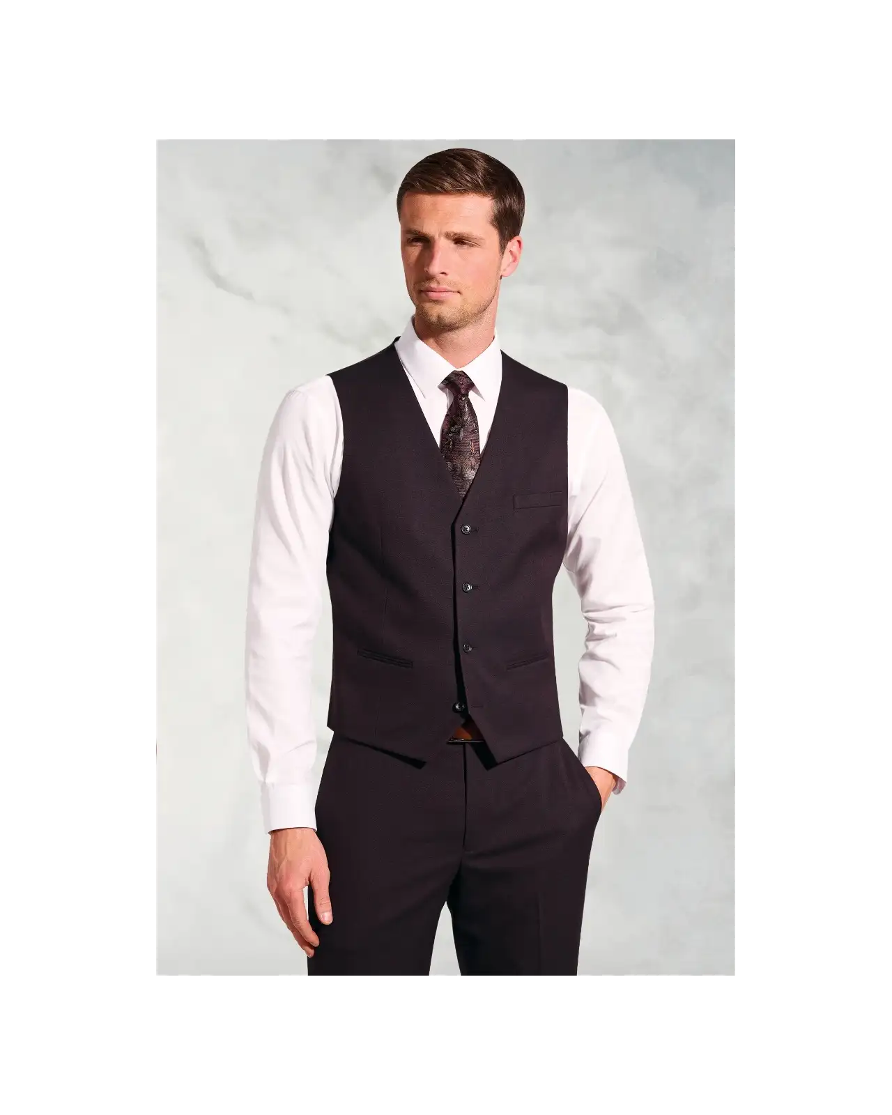 Waistcoats Brook Taverner Tailored Fit Hansen Burgundy Flannel Suit Waistcoat-BT-1972AT £45.00