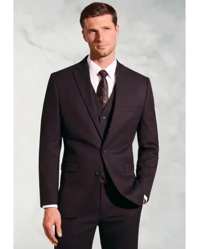 Waistcoats Brook Taverner Tailored Fit Hansen Burgundy Flannel Suit Waistcoat-BT-1972AT £45.00