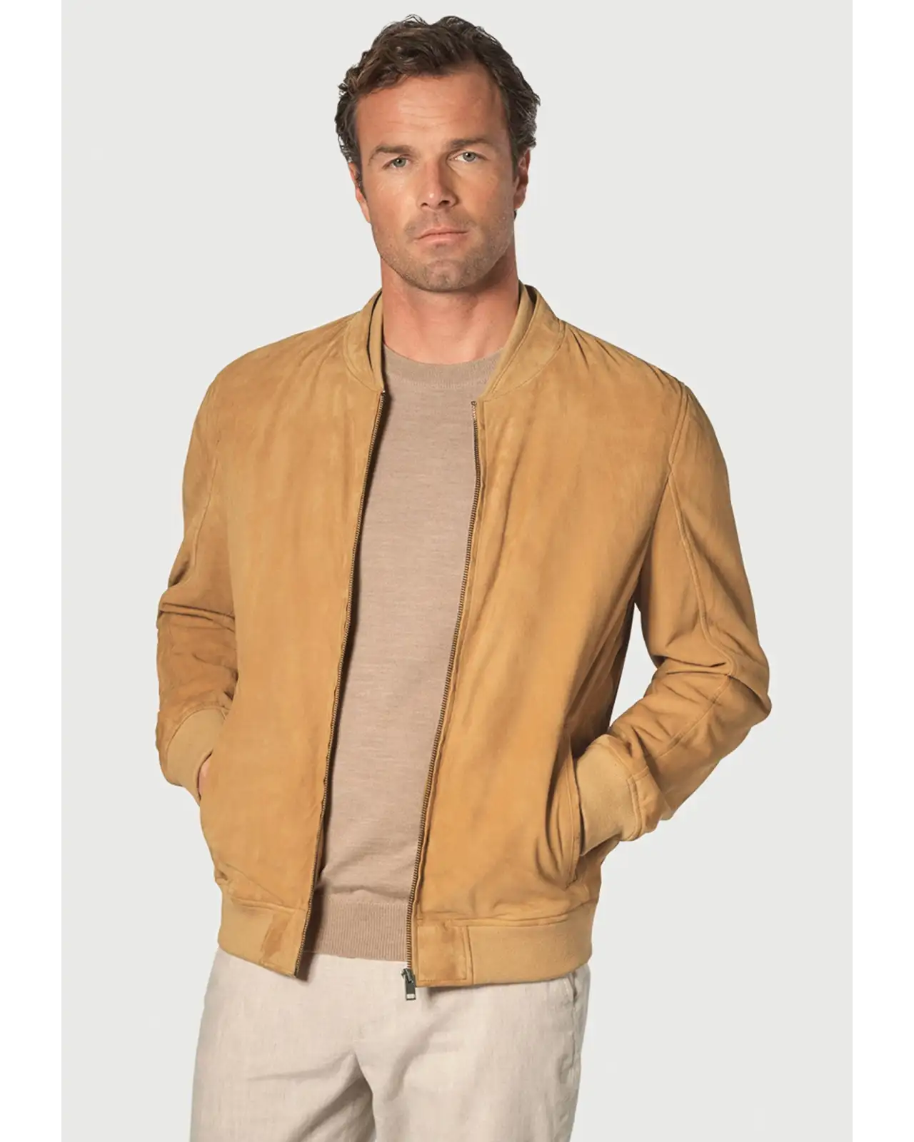 Jackets Brook Taverner Blakey Tan Suede College Jacket-BT-9083A £117.00