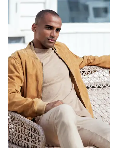 Jackets Brook Taverner Blakey Tan Suede College Jacket-BT-9083A £117.00