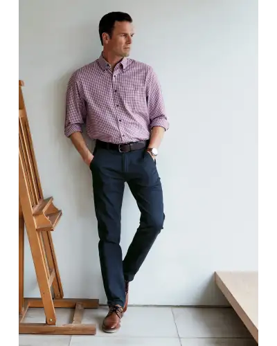 Fit Trousers Brook Taverner Tailored Fit Miami Navy Stretch Cotton Chinos £45.00