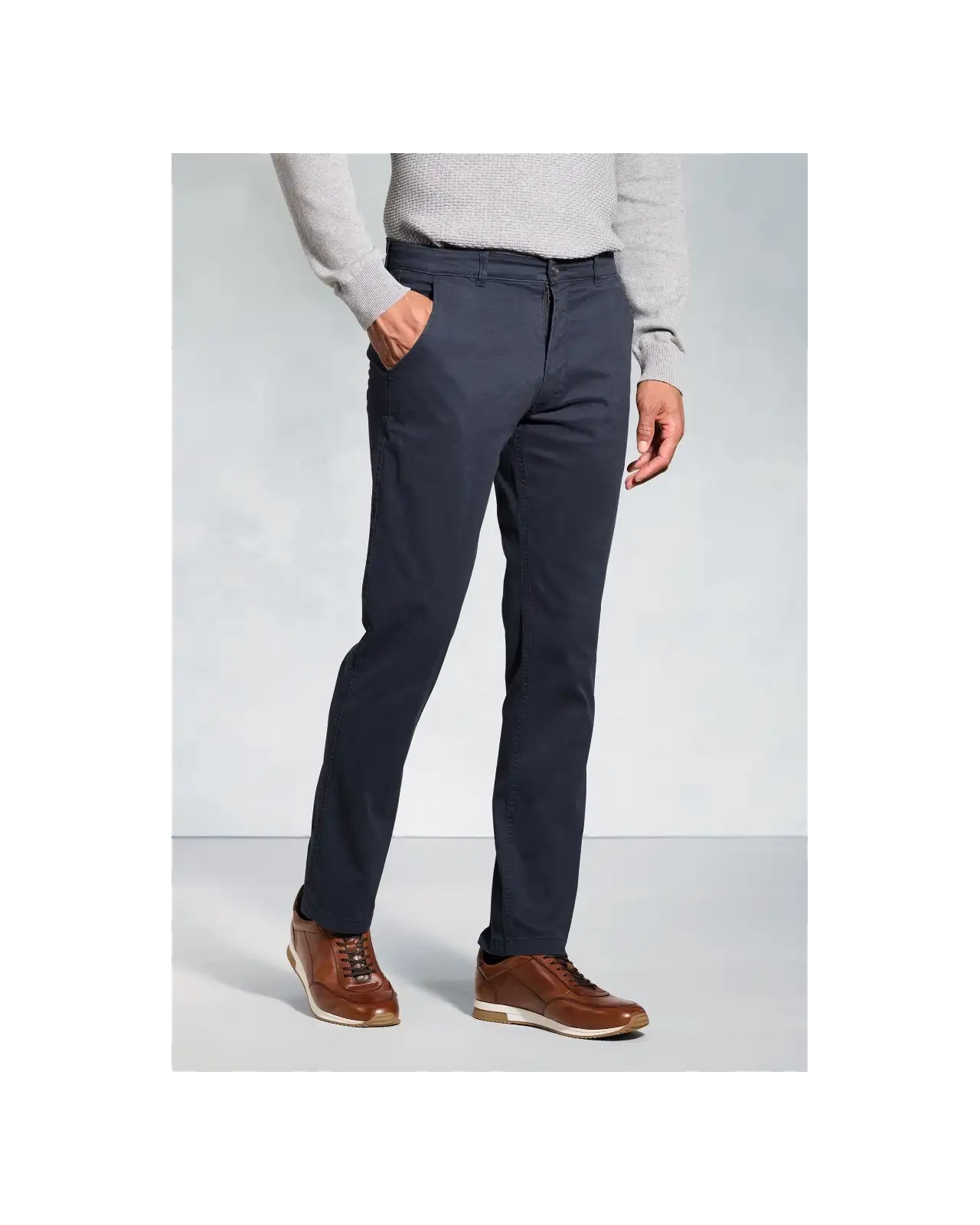 Fit Trousers Brook Taverner Regular Fit Denver Navy Stretch Cotton Chinos-BT-8806A £45.00