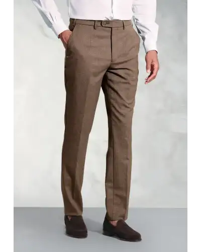 Flannel Trousers Brook Taverner Tailored Fit Olney Caramel Flannel Trouser-BT-8706AT £71.00