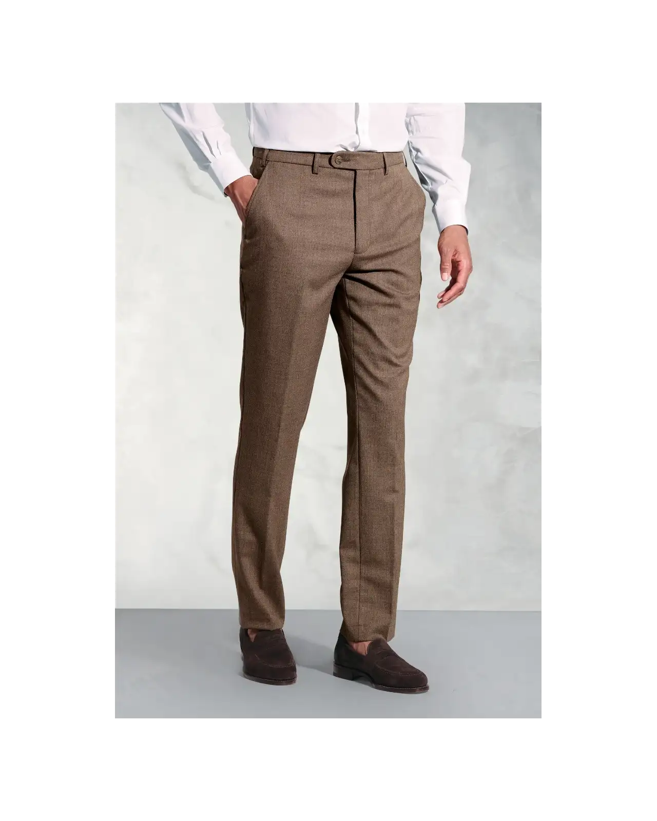 Flannel Trousers Brook Taverner Tailored Fit Olney Caramel Flannel Trouser-BT-8706AT £71.00