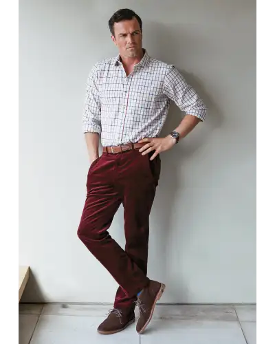 Corduroy Trousers Brook Taverner Regular Fit Ellroy Cherry Corduroy Trouser-BT-8689C £54.00