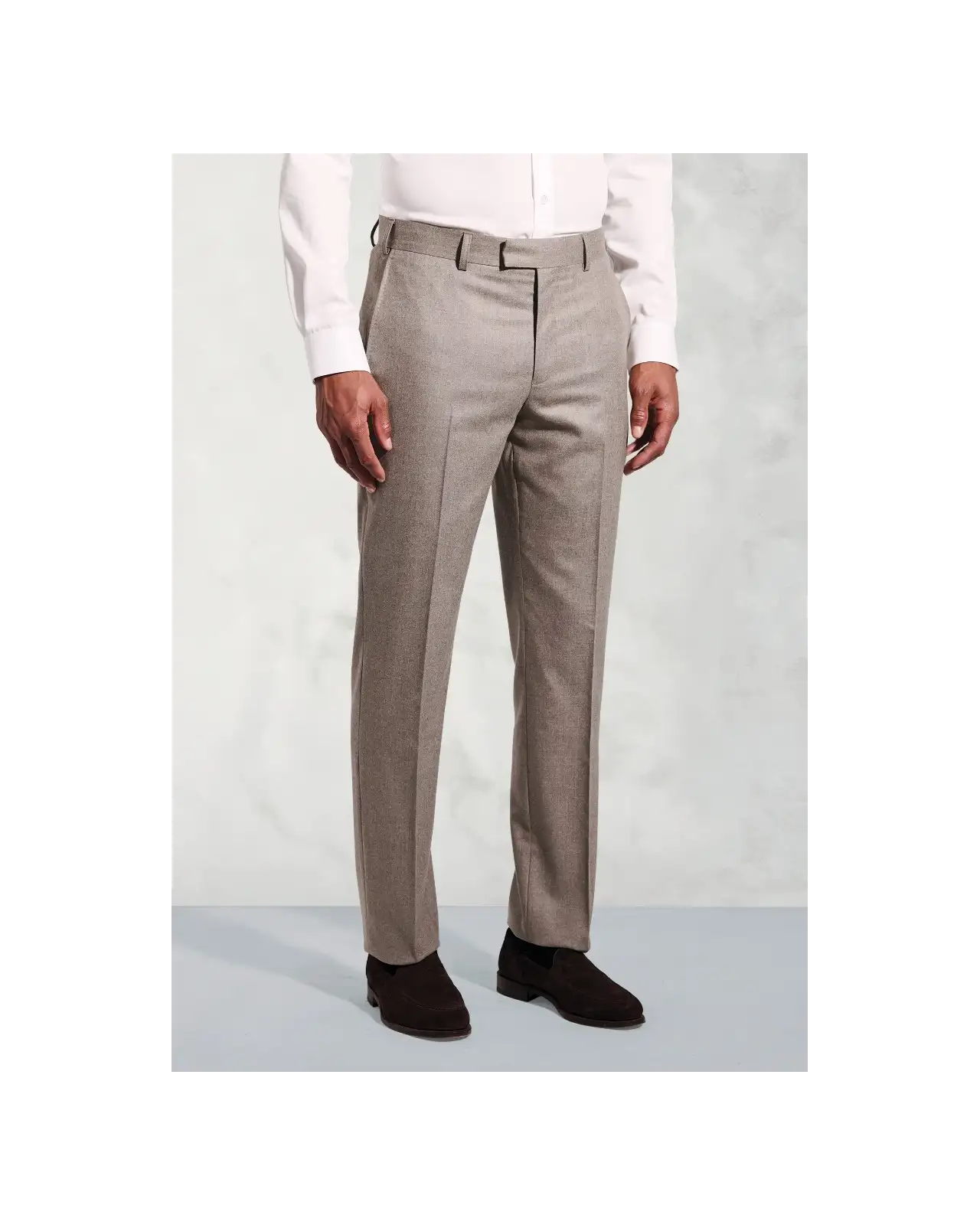 Trousers Brook Taverner Tailored Fit Whitlock Taupe Italian Flannel Suit Trousers-BT-8073AT £135.00