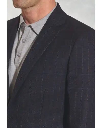 Jackets Brook Taverner Regular Fit Camberley Navy Check Pure New Wool Jacket-BT-5525C £179.00