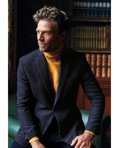 Jackets Brook Taverner Regular Fit Camberley Navy Check Pure New Wool Jacket-BT-5525C £179.00