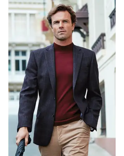 Jackets Brook Taverner Regular Fit Camberley Navy Check Pure New Wool Jacket £179.00