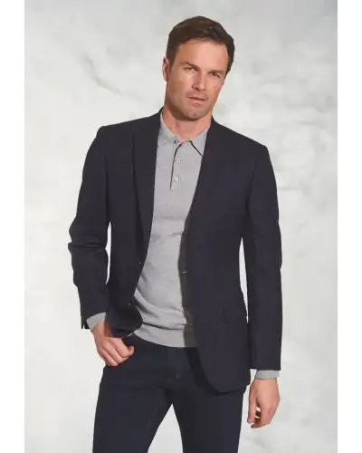 Jackets Brook Taverner Regular Fit Camberley Navy Check Pure New Wool Jacket-BT-5525C £179.00