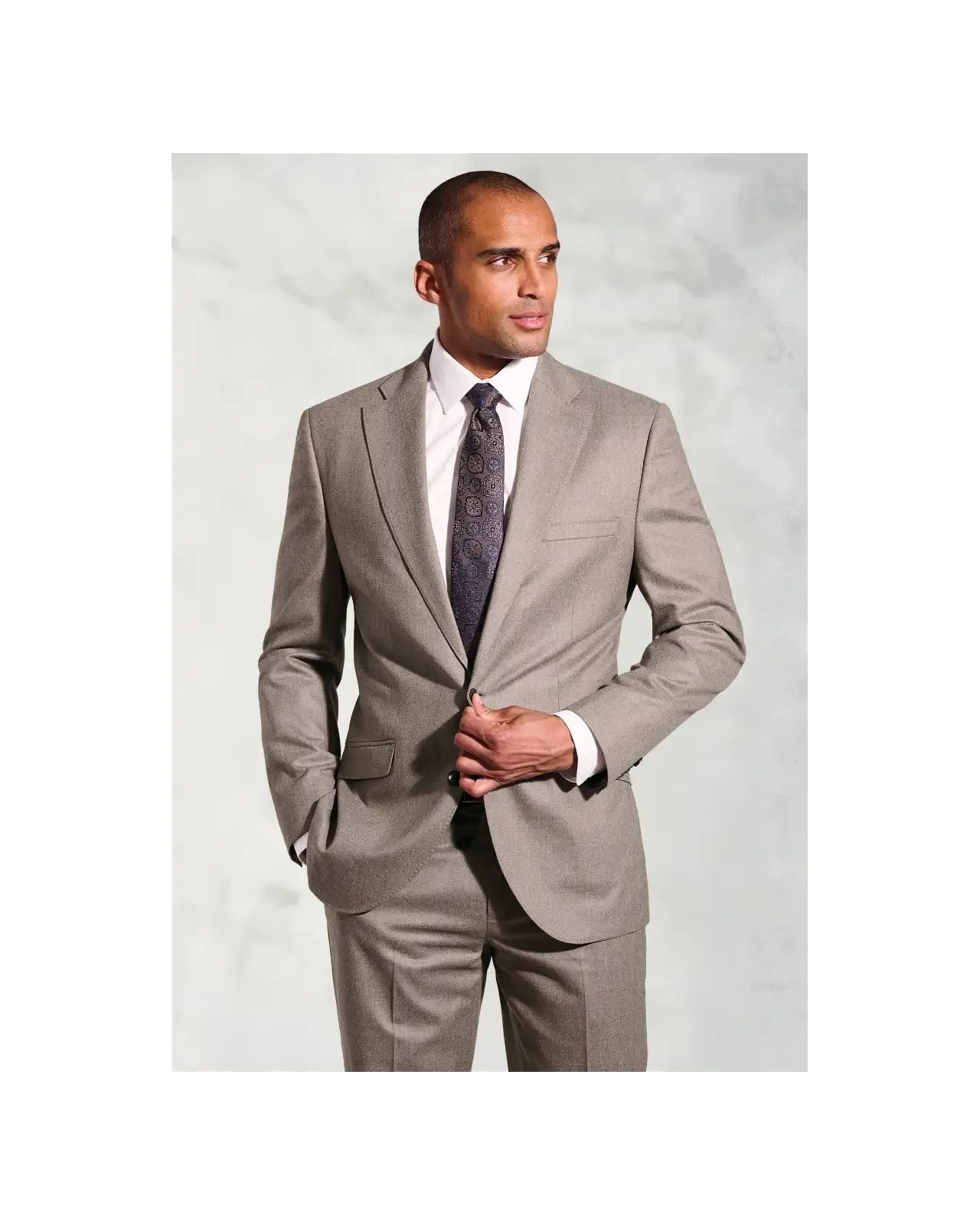 Suit Jackets Brook Taverner Tailored Fit Whitlock Taupe Italian Flannel Suit Jacket-BT-5483AT £224.00
