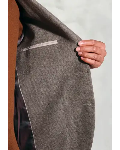 Jackets Brook Taverner Tailored Fit Southall Taupe Italian Wool Blend Jacket-BT-5467AT £161.00