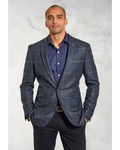 Jackets Brook Taverner Tailored Fit Magnum Navy Check Wool Jacket-BT-3659A £179.00