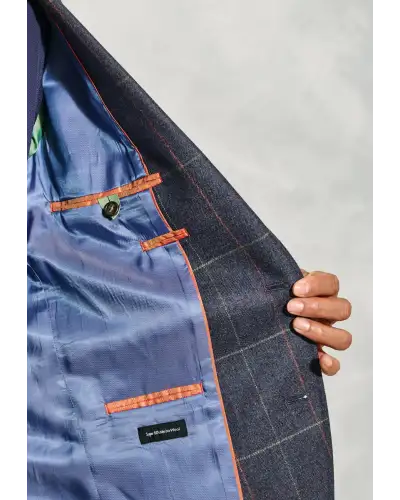 Jackets Brook Taverner Tailored Fit Magnum Navy Check Wool Jacket £179.00