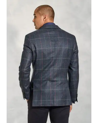 Jackets Brook Taverner Tailored Fit Magnum Navy Check Wool Jacket £179.00