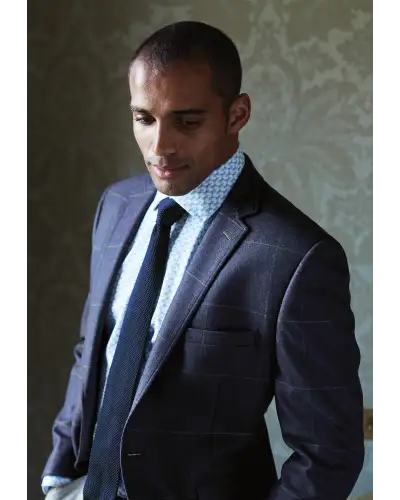 Jackets Brook Taverner Tailored Fit Magnum Navy Check Wool Jacket £179.00