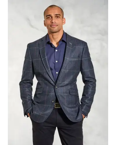 Jackets Brook Taverner Tailored Fit Magnum Navy Check Wool Jacket-BT-3659A £179.00