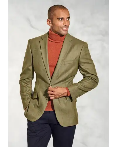 Jackets Brook Taverner Regular Fit Helsinki Olive Check Pure New Wool Tweed Jacket-BT-3110A £179.00