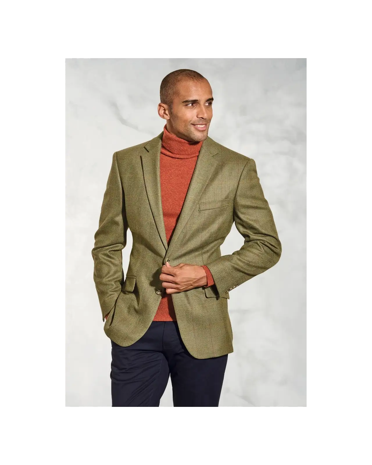 Jackets Brook Taverner Regular Fit Helsinki Olive Check Pure New Wool Tweed Jacket £179.00