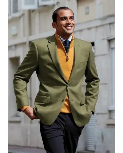 Jackets Brook Taverner Regular Fit Helsinki Olive Check Pure New Wool Tweed Jacket-BT-3110A £179.00