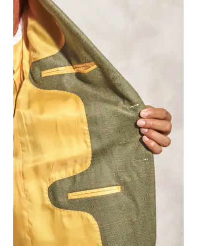 Jackets Brook Taverner Regular Fit Helsinki Olive Check Pure New Wool Tweed Jacket £179.00