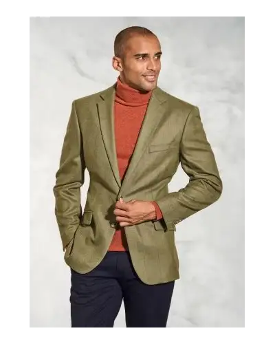 Jackets Brook Taverner Regular Fit Helsinki Olive Check Pure New Wool Tweed Jacket-BT-3110A £179.00