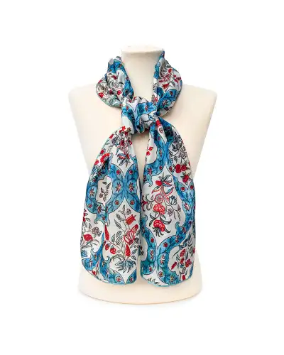 Scarves Fox and Chave Indian Blue Floral Silk Habotai Scarf £42.00