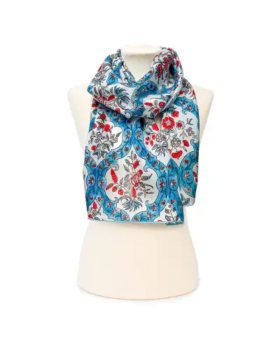 Scarves Fox and Chave Indian Blue Floral Silk Habotai Scarf £42.00