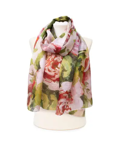 Scarves Fox and Chave Pissarro Peonies Silk Habotai Scarf £50.00