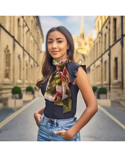 Scarves Fox and Chave Pissarro Peonies Silk Habotai Scarf £50.00